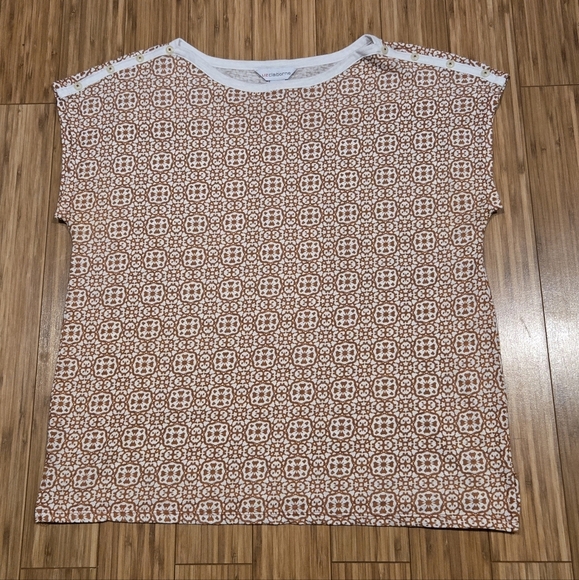 NWOT Liz Claiborne Brown Patterned Top - Picture 1 of 7